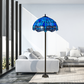 Blue Dragonfly Tiffany Style Standard Lamp Stained Glass Shade