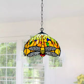 Dragonfly Tiffany Style Multicolor Pendant Lamp 10 inch Stained Glass Shade