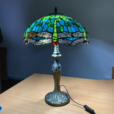 Green Dragonfly 16 Inch Tiffany Style Stained Glass Table Lamp