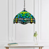 Green Dragonfly 10 inch Pendant Lamp Tiffany Style Stained Glass Shade