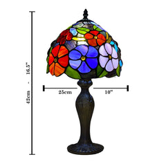 10 Inch Tiffany Style Table Lamp Flower Design Stained Glass Handcrafted Light Desk Lamps