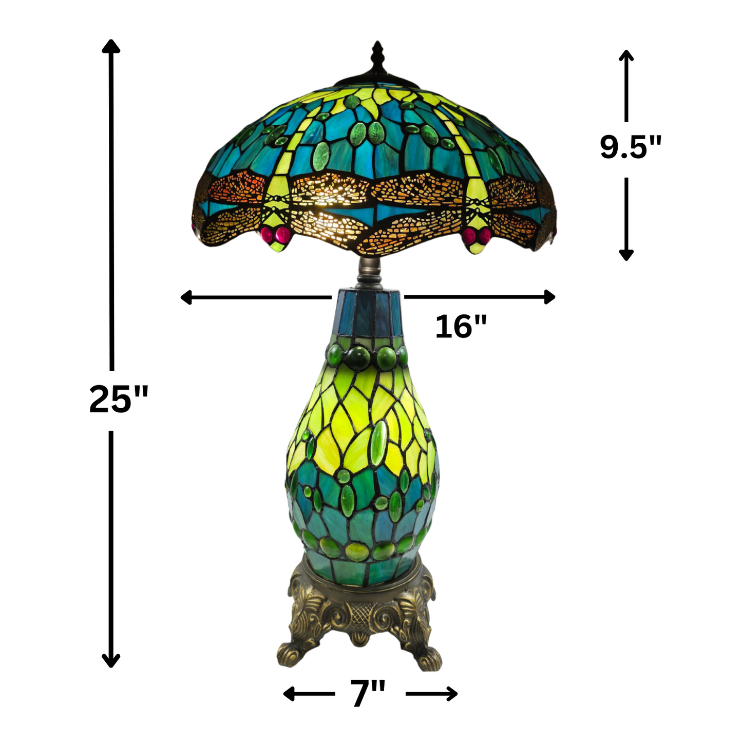 Green Color Tiffany Style Clustered Table Lamp