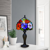 10 Inch Tiffany Style Table Lamp Flower Design Stained Glass Handcrafted Light Desk Lamps