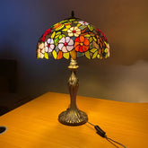 16 Inch Flower Design Tiffany Style Table Lamp Handcrafted Stained Glass Shade