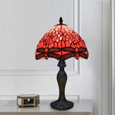 Red Dragonfly Tiffany Style Table Lamp Stained Glass Shade For Home Decoration