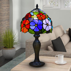 10 Inch Tiffany Style Table Lamp Flower Design Stained Glass Handcrafted Light Desk Lamps