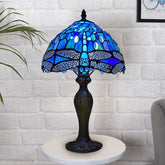 Blue Dragonfly Stained Glass Tiffany Style Table Lamp