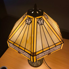 Yellow Hexagonal Tiffany Style 16 Inch Handmade Stained Glass Lamp Shade for Table/Pendant/Ceiling