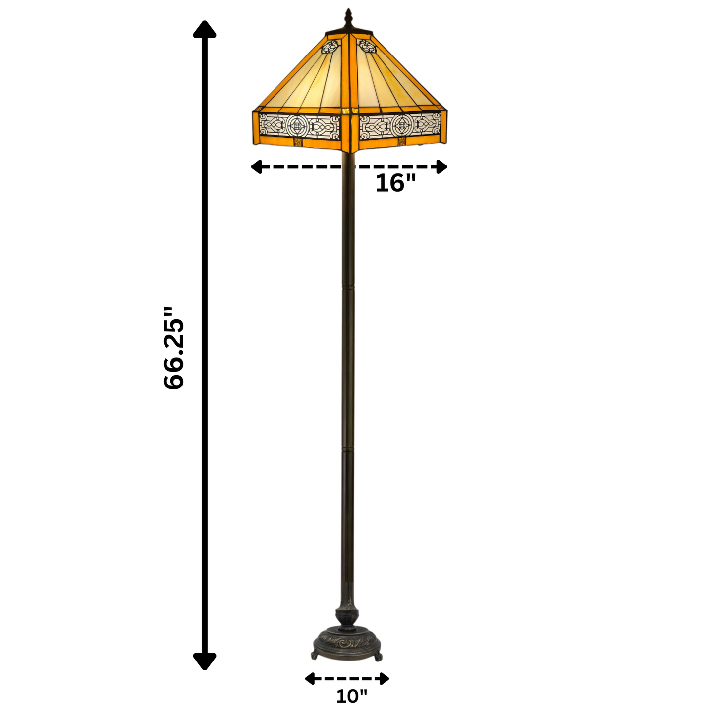 Yellow Hexagonal Tiffany Style Floor Lamp