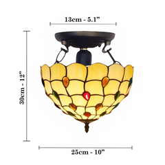 Handcrafted Stained Glass Tiffany Style Ceiling Light 10 inch