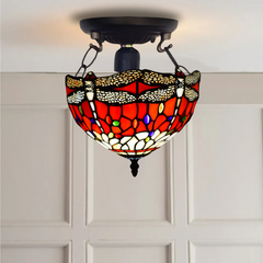 10 Inch Tiffany Ceiling Light Multicolor Stained Glass Desk Lamp