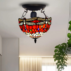 10 Inch Tiffany Ceiling Light Multicolor Stained Glass Desk Lamp