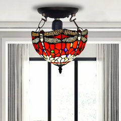 10 Inch Tiffany Ceiling Light Multicolor Stained Glass Desk Lamp