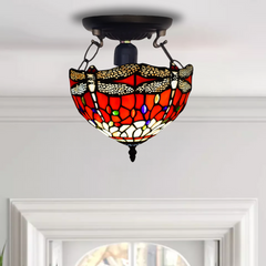 10 Inch Tiffany Ceiling Light Multicolor Stained Glass Desk Lamp