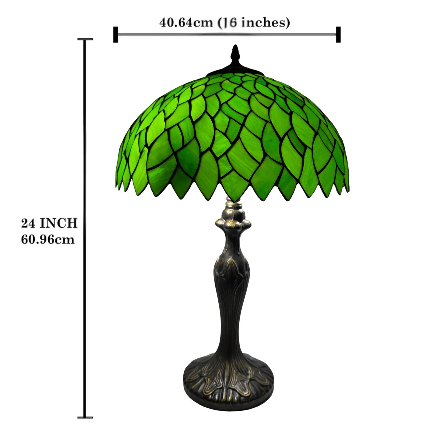 Green Tiffany Style Table Lamp 16 Inch Lampshade