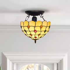 Handcrafted Stained Glass Tiffany Style Ceiling Light 10 inch