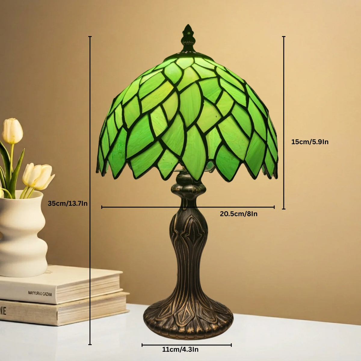 8 Inch Green Tiffany Style Table Lamp