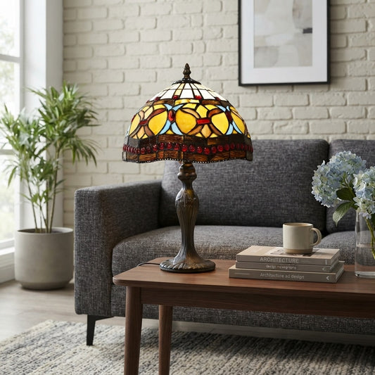 10 Inch Tiffany Style Handmade Stained Glass Table Lamp Multicolor