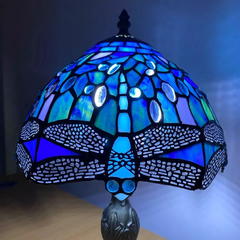 10 Inch Blue Color Handmade Stained Glass Lamp Shade for Table/Pendant/Ceiling