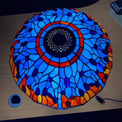 Blue & Orange Tiffany Style 16 Inch Handmade Stained Glass Lamp Shade for Table/Pendant/Ceiling