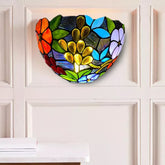 Flower Design Tiffany Style Wall Lamp Stained Glass Handcrafted Light Uplighter Lamp