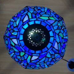 10 Inch Blue Color Handmade Stained Glass Lamp Shade for Table/Pendant/Ceiling