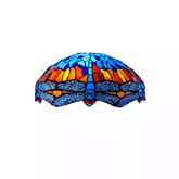 Blue & Orange Tiffany Style 16 Inch Handmade Stained Glass Lamp Shade for Table/Pendant/Ceiling