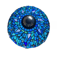 Blue Color Tiffany Style 16 Inch Handmade Stained Glass Lamp Shade for Table/Pendant/Ceiling