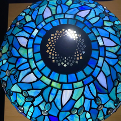 Blue Color Tiffany Style 16 Inch Handmade Stained Glass Lamp Shade for Table/Pendant/Ceiling