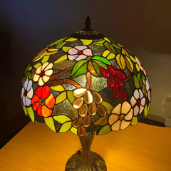 Flower Design Tiffany Style 16 Inch Handmade Stained Glass Lamp Shade for Table/Pendant/Ceiling