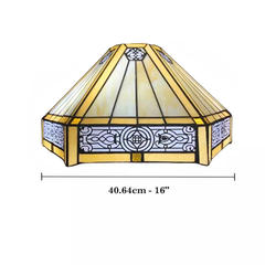 Yellow Hexagonal Tiffany Style 16 Inch Handmade Stained Glass Lamp Shade for Table/Pendant/Ceiling