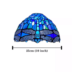 10 Inch Blue Color Handmade Stained Glass Lamp Shade for Table/Pendant/Ceiling