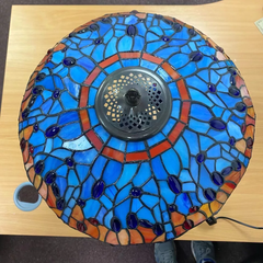 Blue & Orange Tiffany Style 16 Inch Handmade Stained Glass Lamp Shade for Table/Pendant/Ceiling