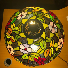 Flower Design Tiffany Style 16 Inch Handmade Stained Glass Lamp Shade for Table/Pendant/Ceiling
