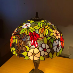 Flower Design Tiffany Style 16 Inch Handmade Stained Glass Lamp Shade for Table/Pendant/Ceiling