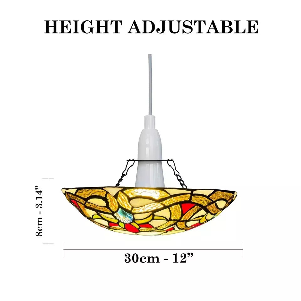 12 inch Shade Multicolor Tiffany Style Pendant Lamp Stained Glass