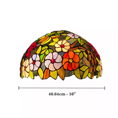 Flower Design Tiffany Style 16 Inch Handmade Stained Glass Lamp Shade for Table/Pendant/Ceiling