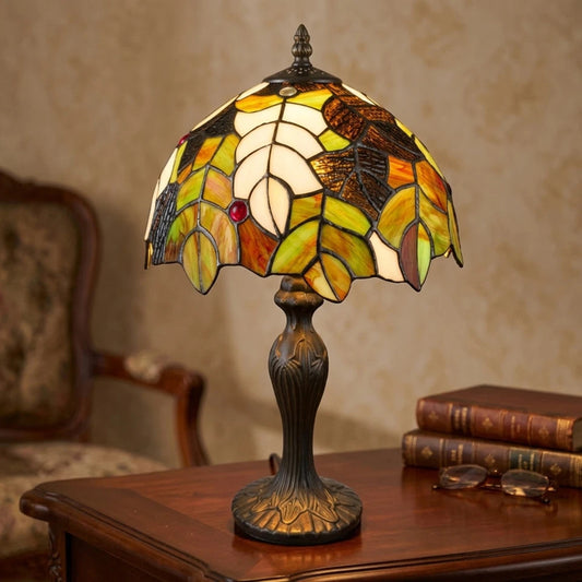 10 Inch Tiffany Style Leave design Stained Glass Table Lamp