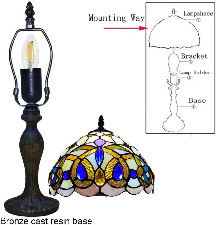 Handmade Stained Glass Tiffany Style Lamp 10 Inch