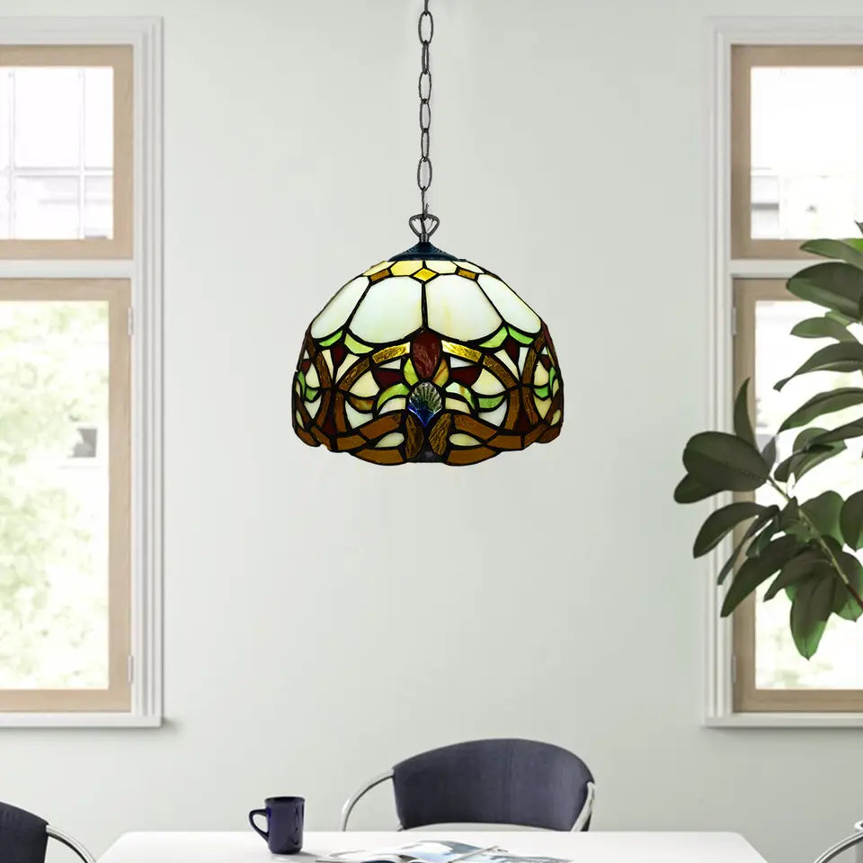 Handcrafted 10 inch Pendant Lamp Tiffany Style Stained Glass Shade
