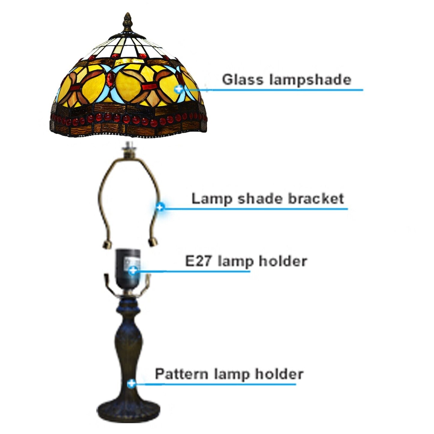 10 Inch Tiffany Style Handmade Stained Glass Table Lamp Multicolor