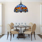 Blue & Orange Tiffany Style Pendant Lamp Dragonfly 10 inch Handmade Stained Glass