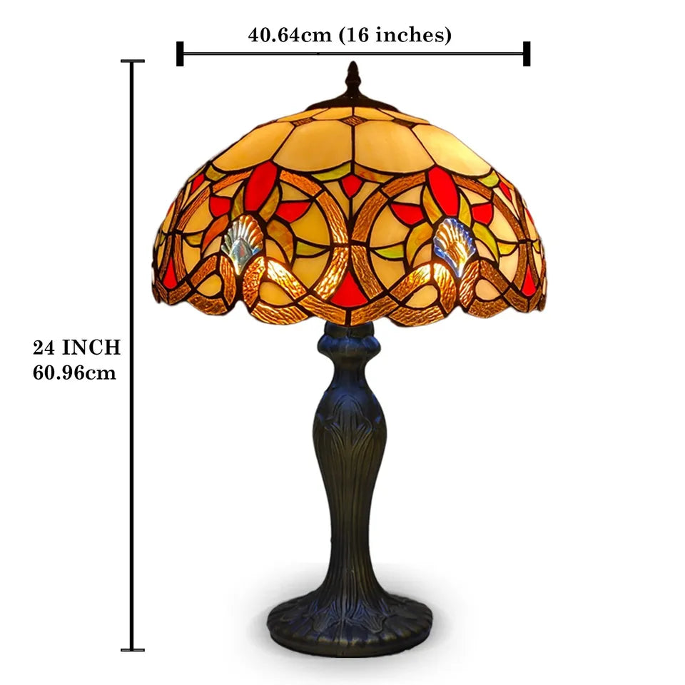 16 Inch Table Lamp Tiffany Style Stained Glass Multicolor