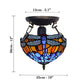 Tiffany Dragonfly Style Ceiling Lamp 10 inch Multicolored Stained Glass Shade