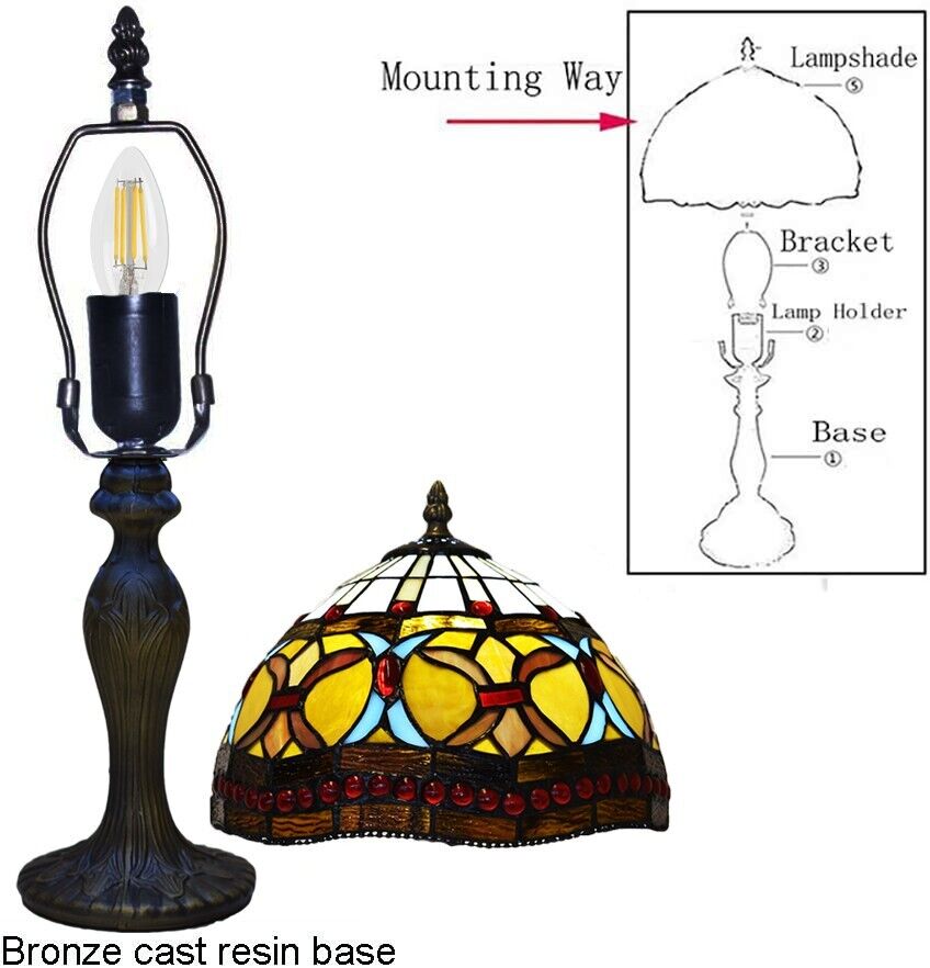 10 Inch Tiffany Style Handmade Stained Glass Table Lamp Multicolor