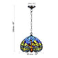 10 inch Blue & Yellow Antique Tiffany Style Pendant Lamp Dragonfly Stained Glass Shade