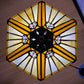 Tiffany Style Table Lamp Yellow Hexagon Handcrafted Multicolor Stained Glass UK