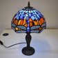Vintage Tiffany Style Table Lamp Dragonfly Style 10 inch blue and orange Glass