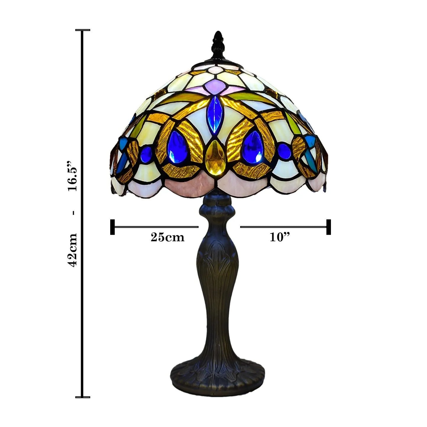 Handmade Stained Glass Tiffany Style Lamp 10 Inch