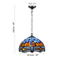 Blue & Orange Tiffany Style Pendant Lamp Dragonfly 10 inch Handmade Stained Glass